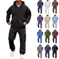 thumbnail image 1 of Mens Zip Up Hoodie 2 Piece Matching Outfit Cargo Jogger Sweatpants Fleece Tracksuit Sweatsuit With Functional Pockets For Sport Scenarios, 1 of 7
