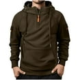 thumbnail image 1 of Mens Zip Up Hoodie, Cargo Hoodies for Men Outdoor Half Zip Long Sleeve Pullover Sweatshirts with Multi Pockets Big and Tall, 1 of 6