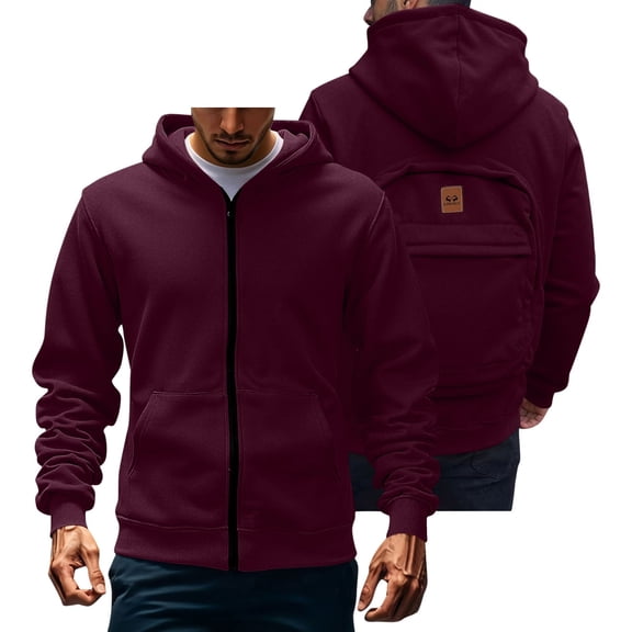 Mens Zip Up Hoodie Men's Sweatshirt with Pocket Full Zip Solid Color Sweatshirt