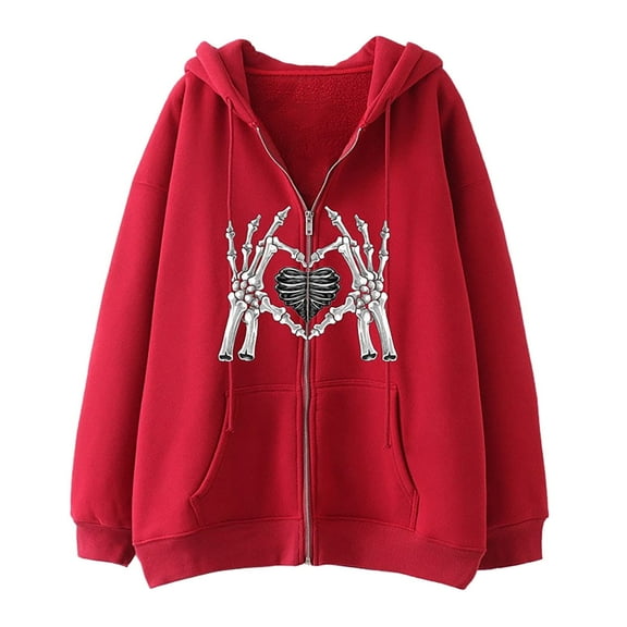 Mens Zip Up Hoodie Relaxed Fit Vintage Gothic Love Print Long Sleeve Hoodie Fall Winter Casual Streetwear Hoodies for Men Graphic