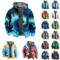 thumbnail image 1 of Mens Zip Up Hoodie Tie Dye Fleece Lined Long Sleeve Heavyweight Hooded Jacket with Pocket Fall Winter Classic Fit Men's Fashion Hoodies Sweatshirts, 1 of 3