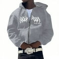 thumbnail image 1 of Mens Zip Up Hoodie Versatile Letter Print Long Sleeve Hoodies Streetwear Hooded Jacket Fall Loose Men's Fashion Hoodies Sweatshirts, 1 of 5