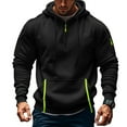 thumbnail image 1 of Mens Zip Up Hoodie Vintage Comfy Cargo Hoodies with Zipper Pockets Casual Quarter Zip Long Sleeve Hooded Jacket Black M, 1 of 5