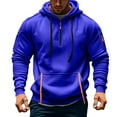 thumbnail image 1 of Mens Zip Up Hoodie Vintage Comfy Cargo Hoodies with Zipper Pockets Casual Quarter Zip Long Sleeve Hooded Jacket Blue XL, 1 of 5