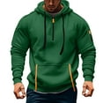thumbnail image 1 of Mens Zip Up Hoodie Vintage Comfy Cargo Hoodies with Zipper Pockets Casual Quarter Zip Long Sleeve Hooded Jacket Dark Green XL, 1 of 5