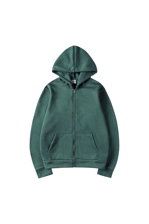 Mens Zip Up Hoodies Long Sleeve Sweatshirt Drawstring Preppy Casual Lightweight Jackets Solid Color Loose Fit Lounge Outfits with Pockets