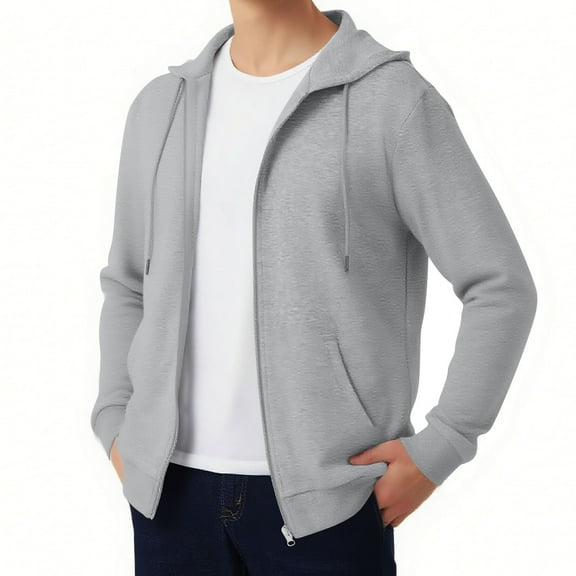 Mens Zip Up Hoodies Loose Long Sleeve Sweatshirts Jacket Fashion Hooded Fleece Coat Tops with Pocket Fall Outfits