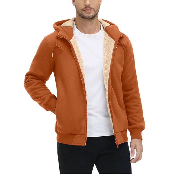 Mens Zip Up Hoodies & Sweatshirts with Pockets Fleece Sherpa Lined Jackets Long Sleeve Casual Solid Color Thermal Warm Athletic Workout Hoodie Coats