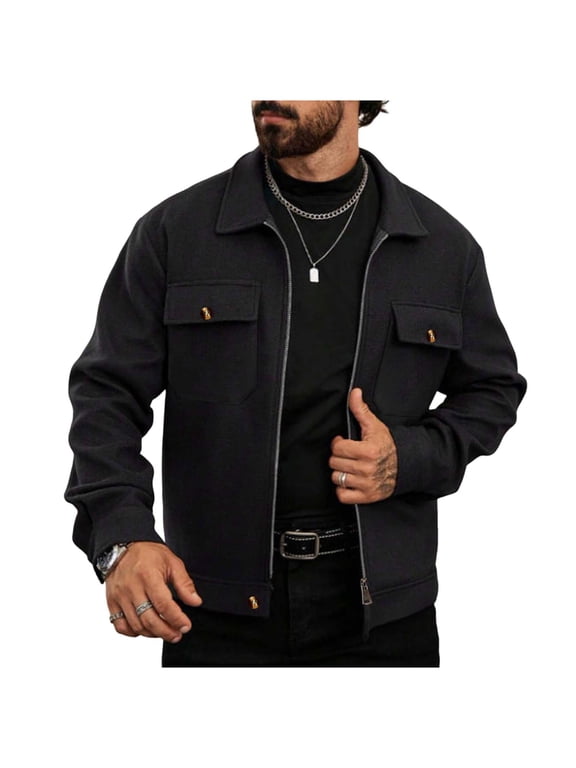Mens Zip Up Long Sleeve Jacket Coatigan for Mens Turtle Neck Fleece Lined Sherpa Tweed Cardigan Plain Fall Winter Jackets 2026