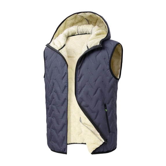 Mens Zip Up Sleeveless Hooded Jacket, Fleece Lined Sherpa Camisole Tank 2026 S