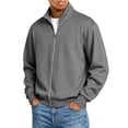 thumbnail image 1 of Mens Zip Up Sweatshirt No Hood Mock Neck Sweatshirts Men's Fleece Jackets Full Zip Lightweight Jacket Seam Pocket Gray 2XL, 1 of 8