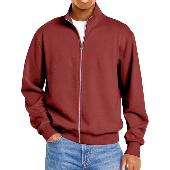 Mens Zip Up Sweatshirt No Hood Mock Neck Sweatshirts Men's Jackets Full Zip Lightweight Jacket Seam Pocket