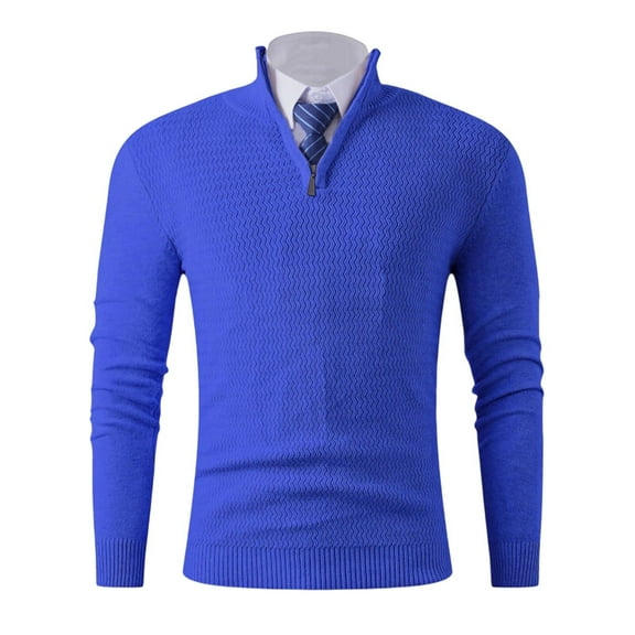 Mens Zip Up Sweatshirts, Fall Sweaters for Men Fashion Loose Fit Solid Color Knitted V Neck Long Sleeve Pullover M-3XL