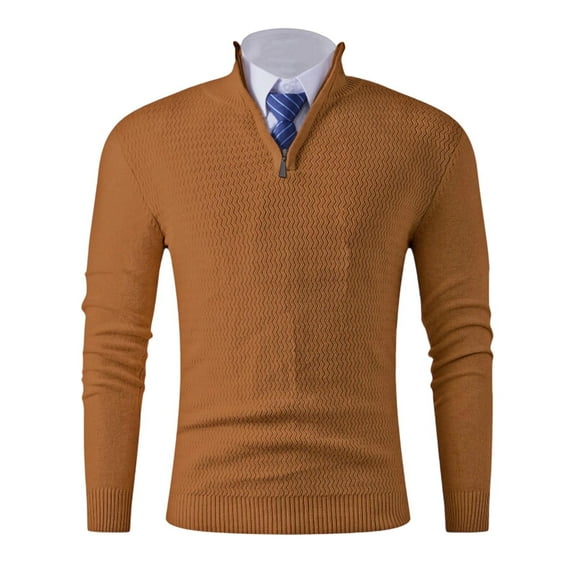 Mens Zip Up Sweatshirts, Fall Sweaters for Men Fashion Loose Fit Solid Color Knitted V Neck Long Sleeve Pullover M-3XL