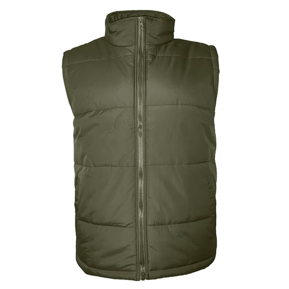 Mens Zip Vest Jacket Warm Lining Water Resistant Sleeveless HK94037M Olive S