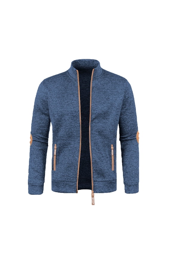 Mens Zip up Cardigan Sweater Long Sleeve Knit Sweater Collared Cardigan Sweaters Fleece Jacket with Zipper Pockets