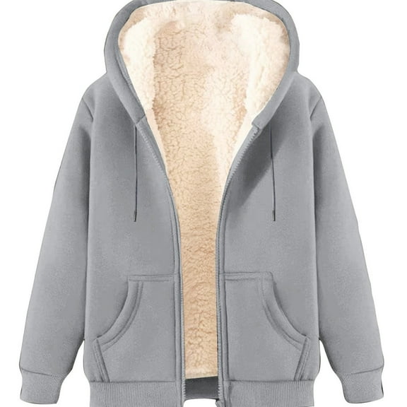 Mens Zip up Hoodie Warm Sherpa Fleece Lined Winter Jackets Casual Long Sleeve Hooded Drawstring Coats with Pockets Heavyweight Fashion