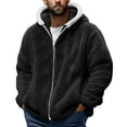 thumbnail image 1 of Mens Zipped Fleece Jacket,Plush Sherpa Thermal Jackets Teddy Fleece Hoodie Fall Winter Coat Windbreak Sweatshirt Warm Sports Cardigan Plush Casual Hooded Jacket Plus Size, 1 of 3