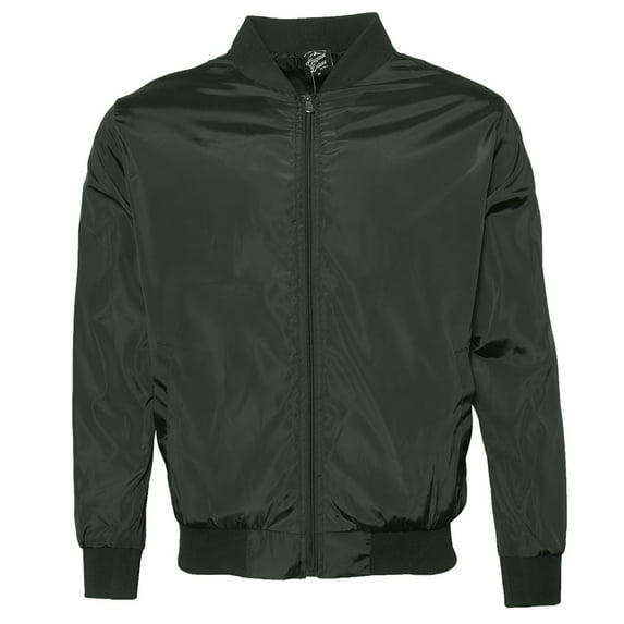 Mens Zipper Bomber Jacket Solid Color Lightweight Casual Regular Fit Olive 2XL