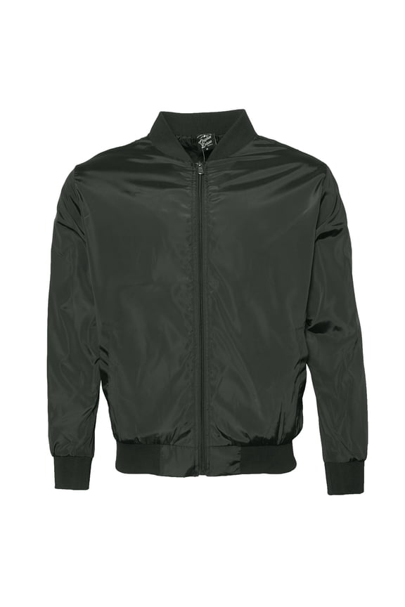 Mens Zipper Bomber Jacket Solid Color Lightweight Casual Regular Fit Olive M
