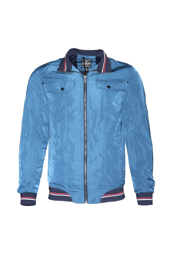Mens Zipper Casual Jacket Zip Up Front Side Button Pockets Slim Fit Teal S
