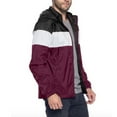 thumbnail image 1 of Mens Zipper Hoodie Jacket Zip Up Front Side Pockets Rain Coat Burgundy, White and Black, 1 of 3