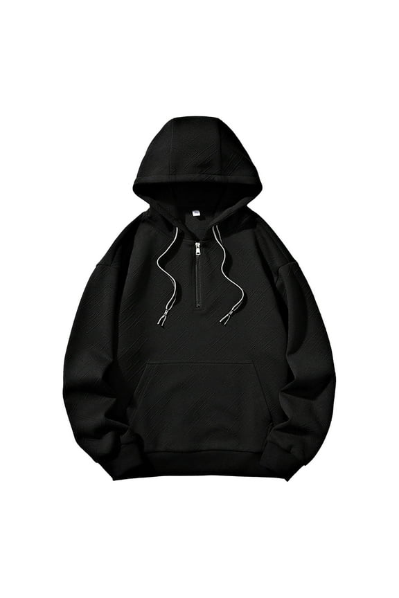 Mens Zipper Up Hoodies Classic 1/4 Zip Pullover Plain Sweatshirts Casual Long Sleeve Jacket Cardigans Drawstring Hooded Lightweight Jackets Fall Winter Sweatshirt Sweater with Pockets
