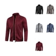 thumbnail image 1 of Mens Zipper Neck Solid Sweater, Long Sleeve Knitted Sweatshirt, Neck with Zipper Pockets, Casual Jogging Jacket, 1 of 5