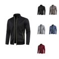 thumbnail image 1 of Mens Zipper Neck Solid Sweater, Long Sleeve Knitted Sweatshirt, Neck with Zipper Pockets, Casual Jogging Jacket, 1 of 5