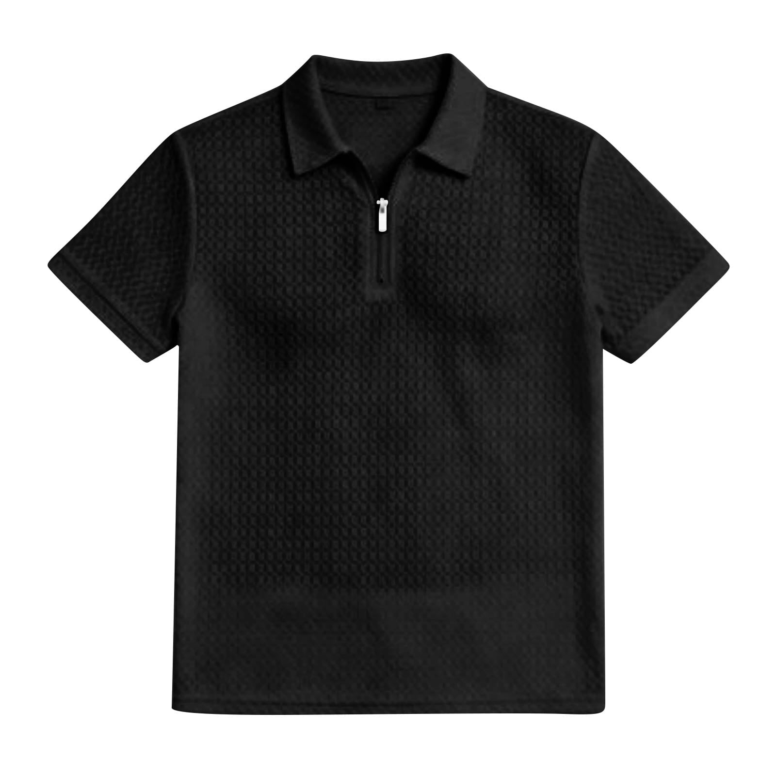 Mens Zipper T-Shirts 2026 Spring Summer Fashion Knit Golf Tops Short ...