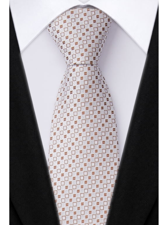 Mens White Jacquard Tie Zipper Pre-tied Tie with Gift Box for Wedding