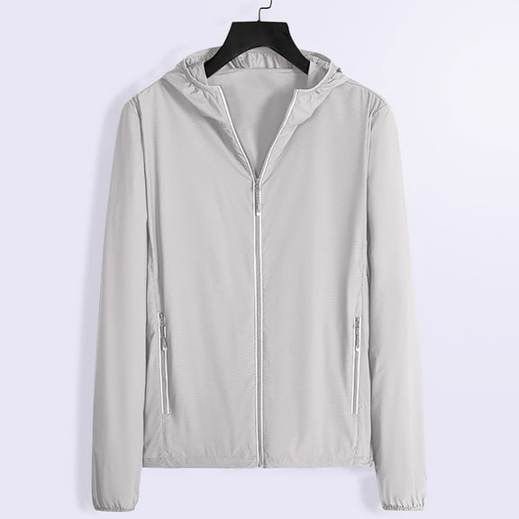 Mens Zipper-Up Hoodies with Pockets Big & Tall M-4X Plus Size Lightweight Sun-Protection Long Sleeve Casual Solid Outdoor Hiking Hoodie Coats