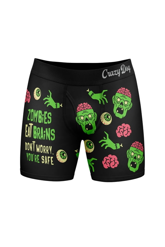 Mens Zombies Eat Brains Don't Worry You're Safe Boxer Briefs Funny Underwear for Guys