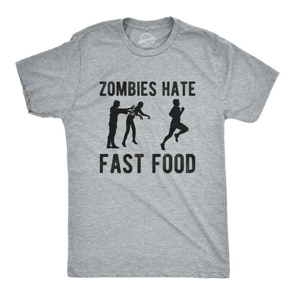 Mens Zombies Hate Fast Food T Shirt Funny Running Halloween Novelty Tee Graphic Tees