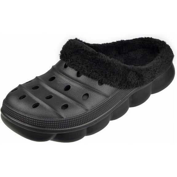 Mens and Womens Lined Clogs, Unisex Winter Fleece Breathable Walking Garden Shoes Warm Non-Slip Mule Footwear