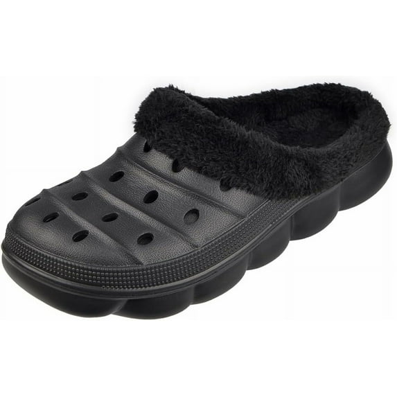 Mens and Womens Lined Clogs, Unisex Winter Fleece Breathable Walking Garden Shoes Warm Non-Slip Mule Footwear