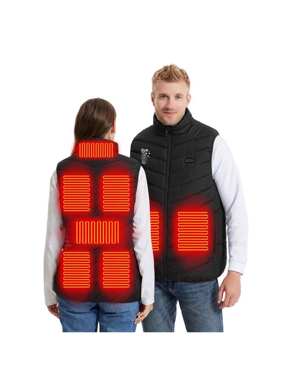 Mens and Womens Quilted Heated Vests Sleeveless Zip Up Stand Collar Gilet Winter Windproof Warm Comfy Heated Vest Jacket