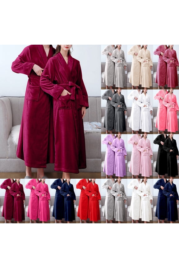Mens and Womens Robe, Soft Warm Robe Couples Gifts His and Hers Robes Unisex Plush Adult Bathrobe for Bathroom