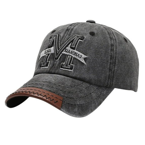 Mens baseball cap and dad hat, casual sporty snapback cap, workout running outdoor Men And Women Outdoor Sun Visor Retro Cap Washed Denim Letter M Embroidery Baseball Hat