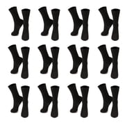 Mens black socks size 12-15 cotton rich socks mens 12 pairs-Black-12-15