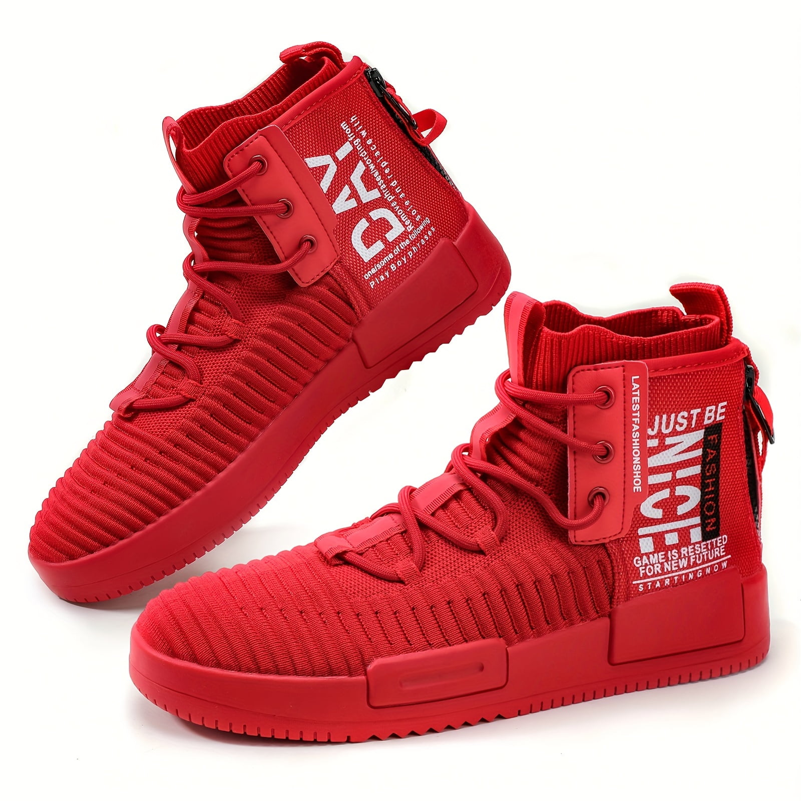 Mens fashion walking lace up high top shoes stylish running athletic casual sneaker Walmart