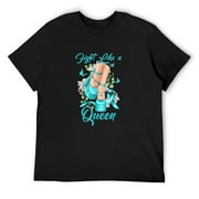 Mens fight like a queen ovarian cancer awareness T-Shirt Black Small