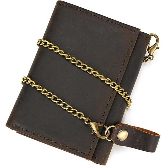 Mens leather wallet Chain small RFID Blocking trifold Wallet Slim Minimalist Western Wallet For Men with Credit Cards(brown)