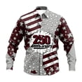 thumbnail image 1 of Mens long sleeve button down shirt 250 anniversary graphic print casual collared top Brown XL, 1 of 2