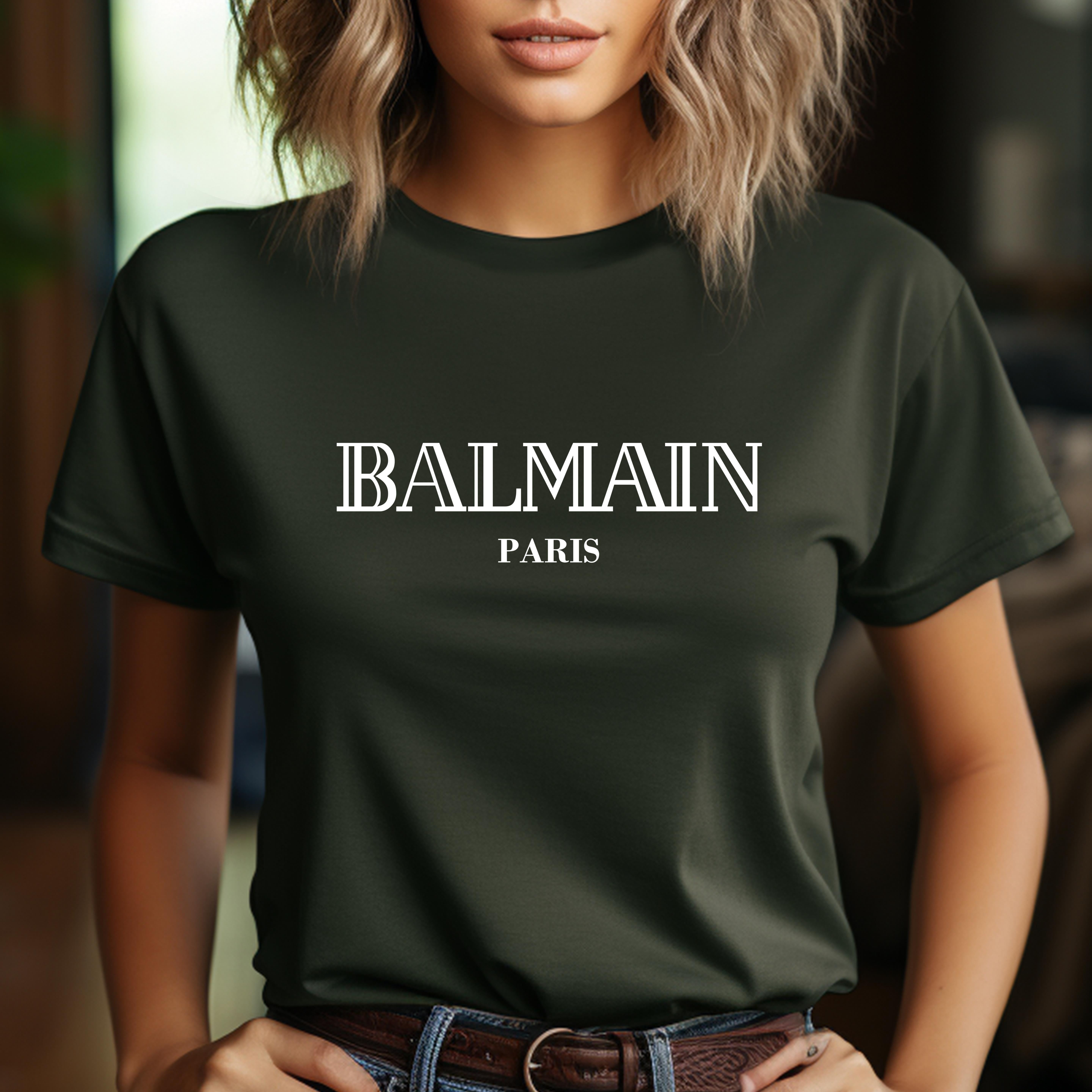 Mens long sleeve t shirts Balmain Unisex T Shirt Balmain Paris Shirt Walmart