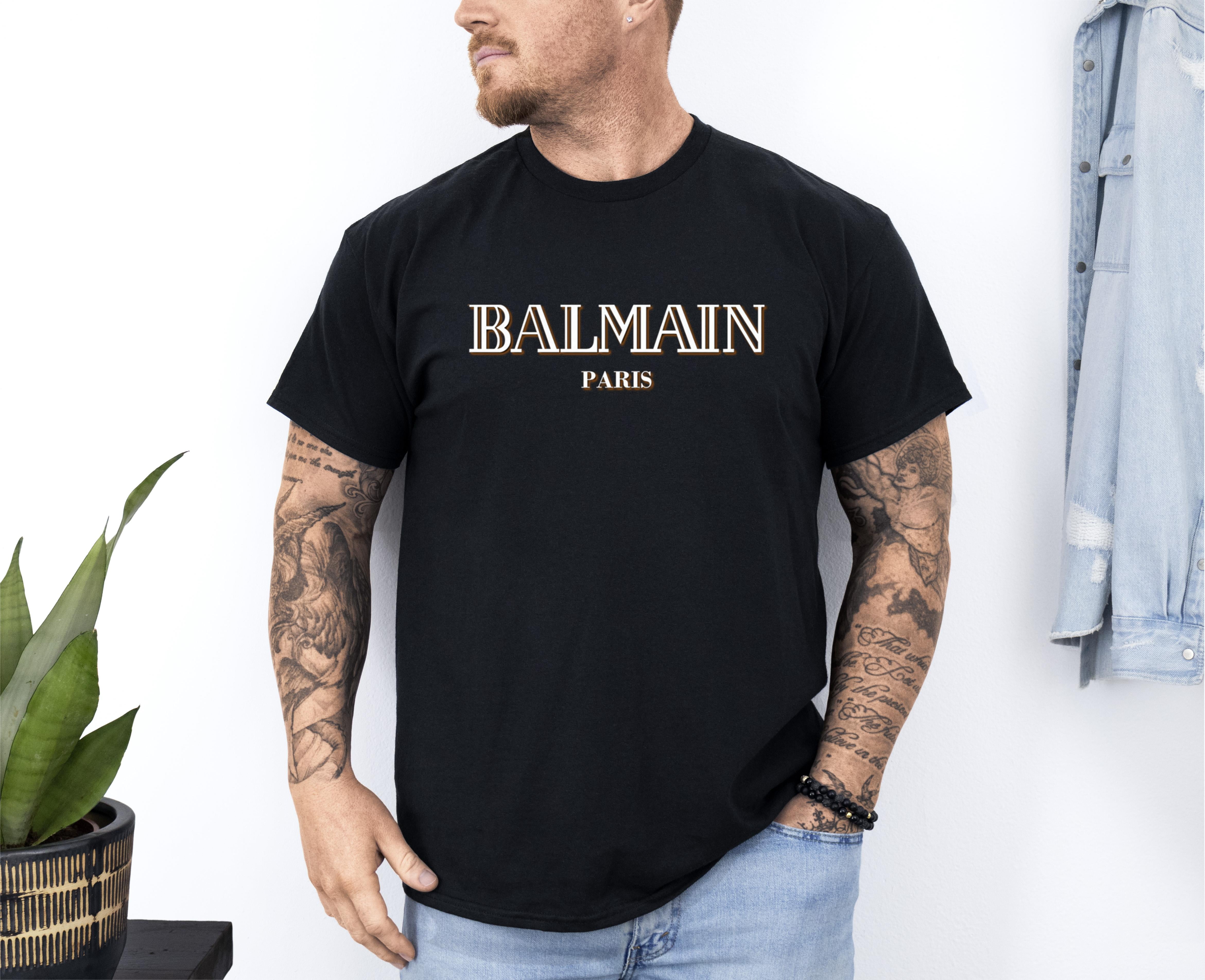 Mens long sleeve t shirts Balmain Unisex T Shirt Balmain Paris Shirt Walmart