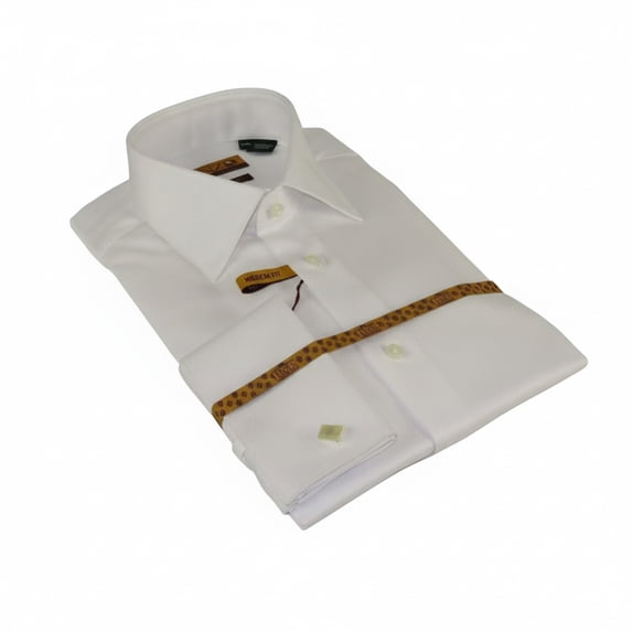 Mens long sleeves Cotton Shirt French Cuffs Wrinkle Resistance ENZO 61102 White