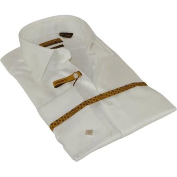 Mens long sleeves Cotton Shirt French Cuffs Wrinkle Resistance ENZO 61102 White