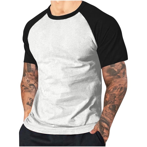 Mens Color Block Reglan Short Sleeve Shirts Lightweight Outdoor Athletic Tshirts Casual Loose Fit Crewneck Tees for Gym