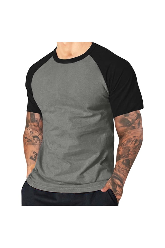 Mens Color Block Reglan Short Sleeve Shirts Lightweight Outdoor Athletic Tshirts Casual Loose Fit Crewneck Tees for Gym